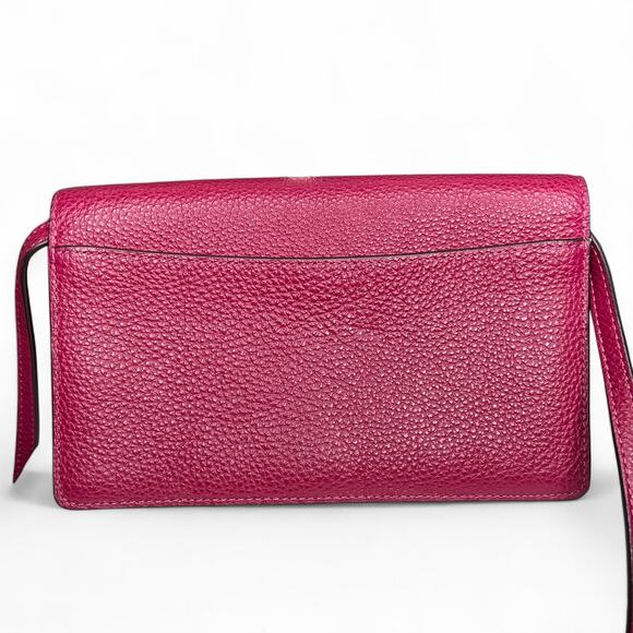 Coach Foldover Crossbody Clutch in the color Dark Fuchsia leather w/ charm NWT - Picture 2 of 13